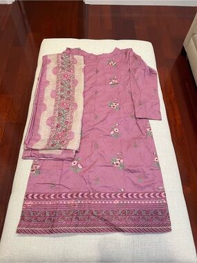 Embroidered Shalwar Kameez with Printed Dupatta M